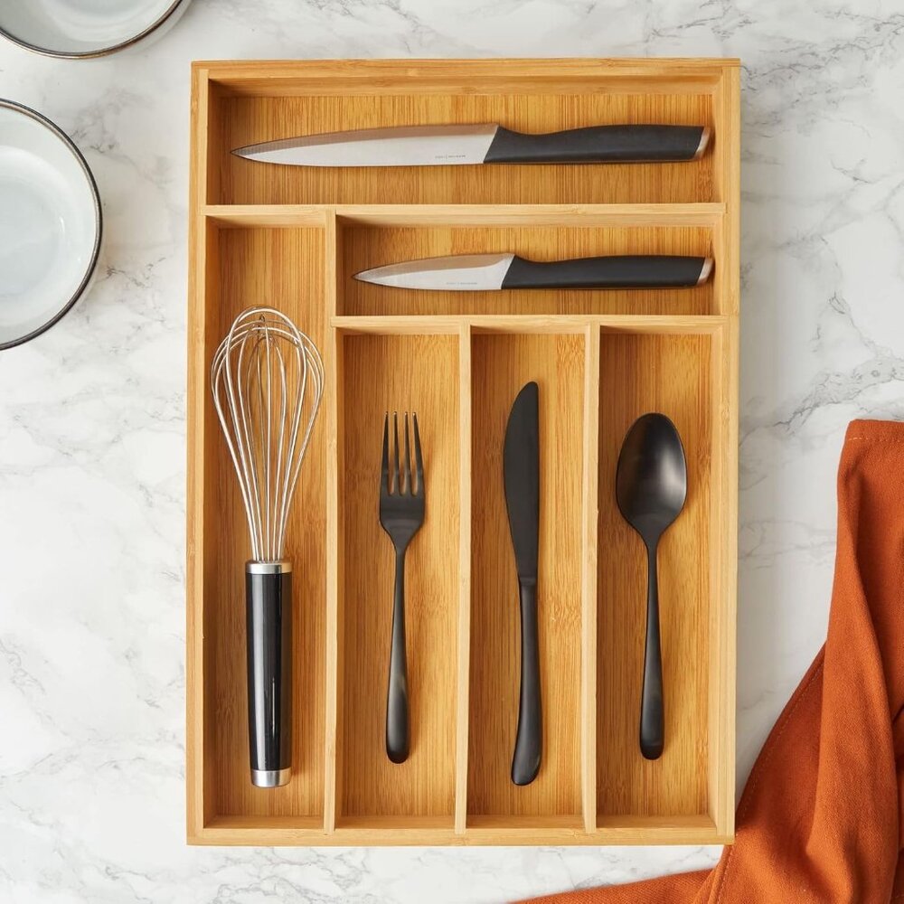 Organic Bamboo Silverware Organizer NEW